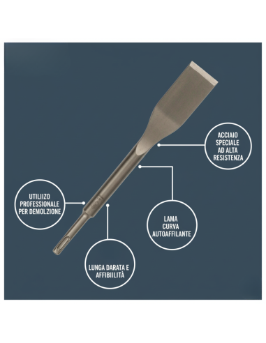 Scalpello a Vanga Curvo 40 x 260 mm Per Lavori Edili E Materiali Resistenti