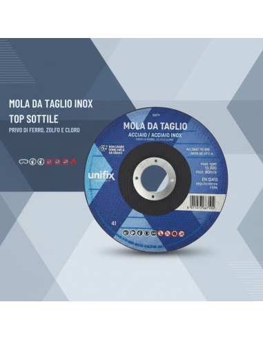 Disco Taglio Top Sottile per Acciaio Inox Lamiere Sottili e Materiale Plastici