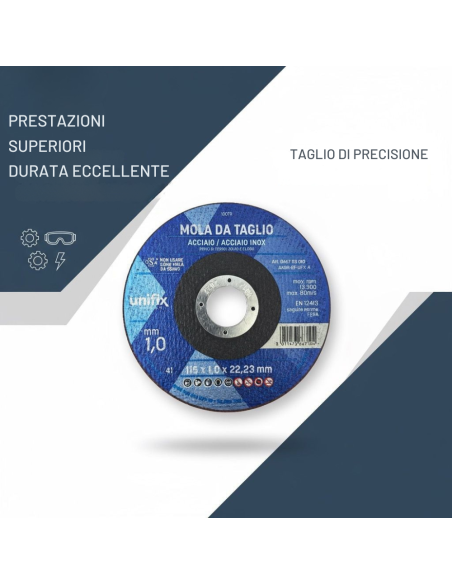 Disco Taglio Top Sottile per Acciaio Inox Lamiere Sottili e Materiale Plastici