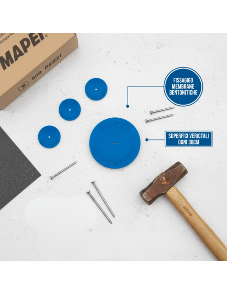 Rondelle Fissaggio per Membrane Bentonitiche Mapeproof CD 500 Pezzi