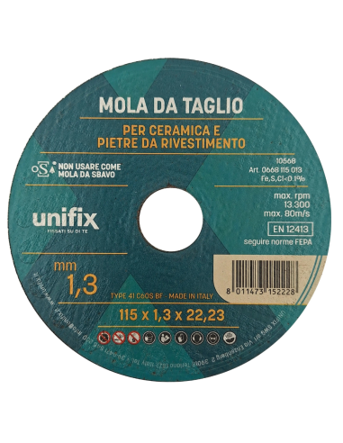 Mola Da Taglio Ceramica Top Per Pietre Da Rivestimento Ø 115 x 1,3 x 22 mm