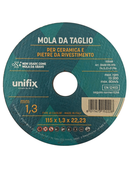 Mola Da Taglio Ceramica Top Per Pietre Da Rivestimento Ø 115 x 1,3 x 22 mm