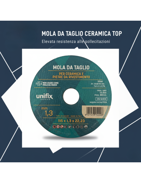 Mola Da Taglio Ceramica Top Per Pietre Da Rivestimento Ø 115 x 1,3 x 22 mm
