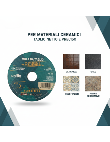 Mola Da Taglio Ceramica Top Per Pietre Da Rivestimento Ø 115 x 1,3 x 22 mm