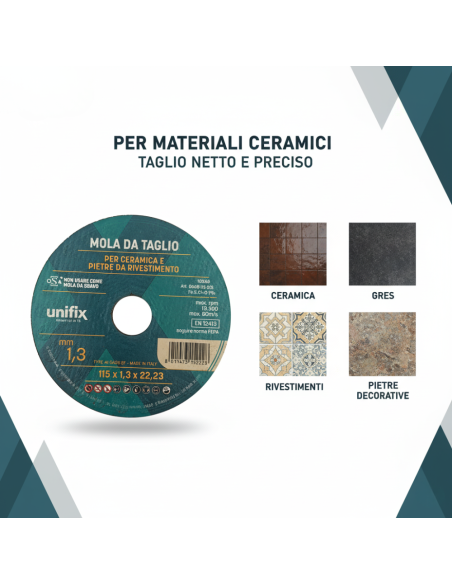 Mola Da Taglio Ceramica Top Per Pietre Da Rivestimento Ø 115 x 1,3 x 22 mm