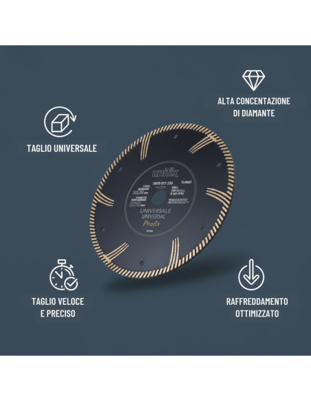 Disco Diamantato Turbo Universale Per Tagli Su Cemento E Granito