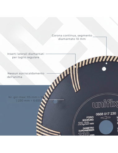 Disco Diamantato Turbo Universale Per Tagli Su Cemento E Granito