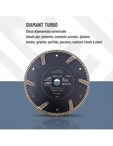Disco Diamantato Turbo Universale Per Tagli Su Cemento E Granito