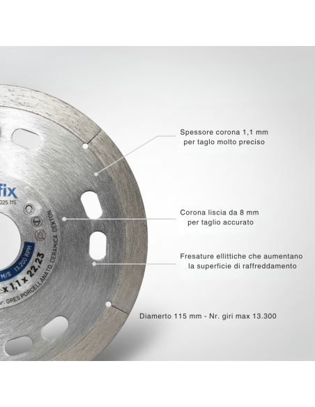 Diamant Ceramica Extradura Per Piastrelle Ceramiche E Materiali Speciali Ø 115 mm Spessore 1,1 cm