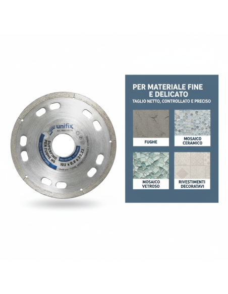 Diamant Superfino Per Fughe E Mosaico Ceramico Di Alta Precisione Ø 102 x 22,2 x 0,8  mm