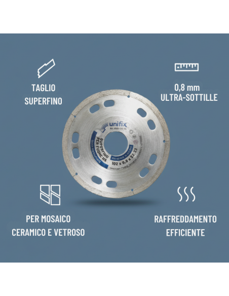Diamant Superfino Per Fughe E Mosaico Ceramico Di Alta Precisione Ø 102 x 22,2 x 0,8  mm