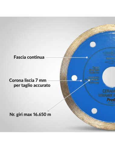 Disco Diamantato Ceramica Per Taglio Preciso Di Piastrelle Ø 115 x 1.6 mm