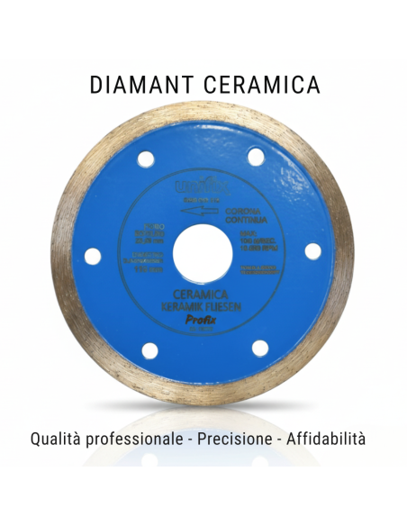 Disco Diamantato Ceramica Per Taglio Preciso Di Piastrelle Ø 115 x 1.6 mm