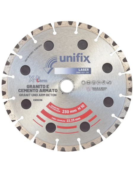 Disco Diamantato X-Term Laser Per Taglio Materiali Duri Ø 230 h 10 x 2,5 mm 
