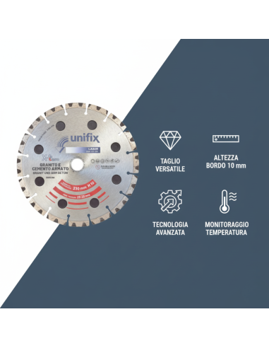 Disco Diamantato X-Term Laser Per Taglio Materiali Duri Ø 230 h 10 x 2,5 mm 