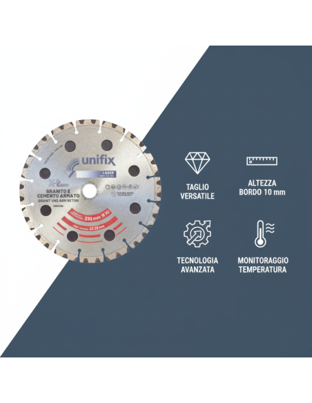 Disco Diamantato X-Term Laser Per Taglio Materiali Duri Ø 230 h 10 x 2,5 mm 