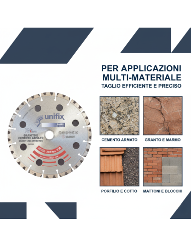 Disco Diamantato X-Term Laser Per Taglio Materiali Duri Ø 230 h 10 x 2,5 mm 