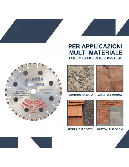 Disco Diamantato X-Term Laser Per Taglio Materiali Duri Ø 230 h 10 x 2,5 mm 