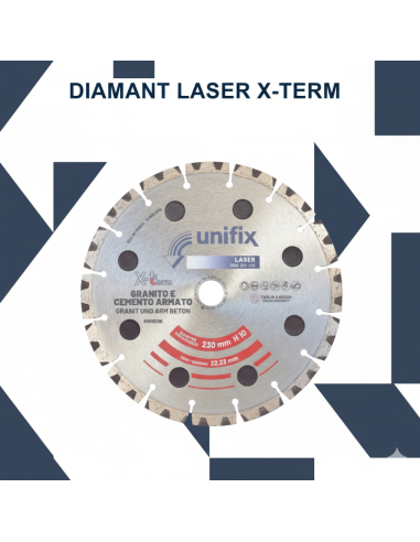Disco Diamantato X-Term Laser Per Taglio Materiali Duri Ø 230 h 10 x 2,5 mm 