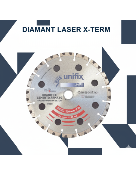 Disco Diamantato X-Term Laser Per Taglio Materiali Duri Ø 230 h 10 x 2,5 mm 