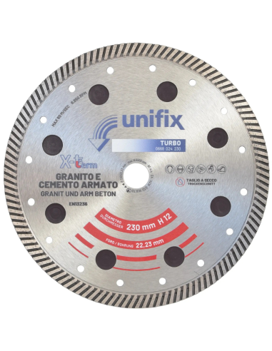 Disco Diamantato Turbo X-Term Per Taglio Di Cemento E Granito Ø 230 h 12 x 2,5 mm