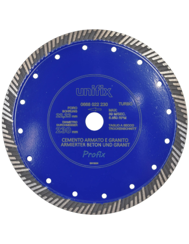 Disco Diamantato Turbo Per Taglio Granito E Cemento Armato Ø 230 x 2,6 mm
