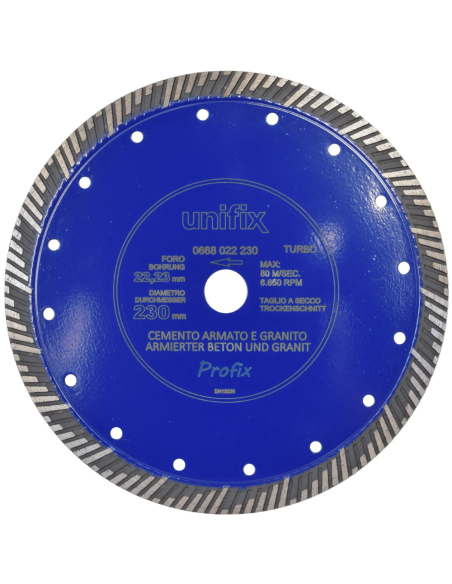 Disco Diamantato Turbo Per Taglio Granito E Cemento Armato Ø 230 x 2,6 mm