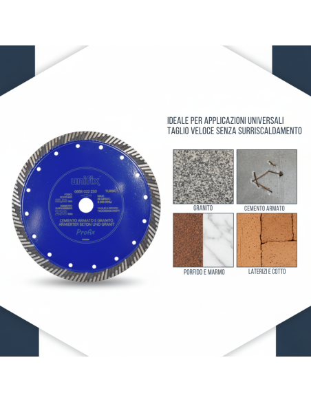 Disco Diamantato Turbo Per Taglio Granito E Cemento Armato Ø 230 x 2,6 mm