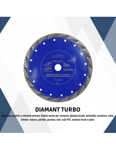Disco Diamantato Turbo Per Taglio Granito E Cemento Armato Ø 230 x 2,6 mm