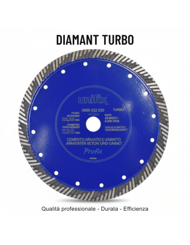 Disco Diamantato Turbo Per Taglio Granito E Cemento Armato Ø 230 x 2,6 mm