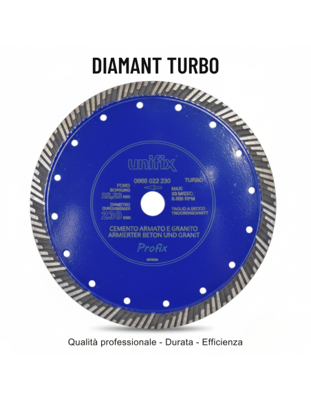 Disco Diamantato Turbo Per Taglio Granito E Cemento Armato Ø 230 x 2,6 mm