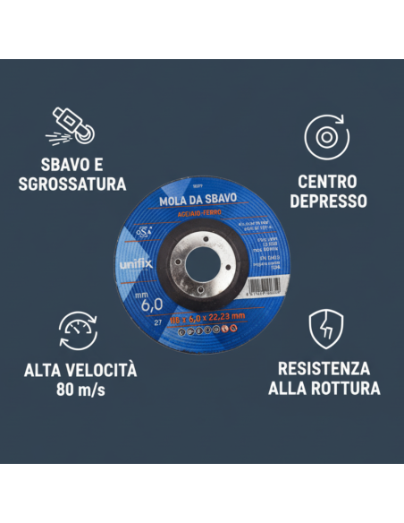 Mole Da Sbavo In Acciaio Professionale Per Lavorazioni Di Precisione Ø115 x 6,0 x 22 mm