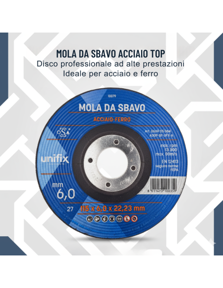 Mole Da Sbavo In Acciaio Professionale Per Lavorazioni Di Precisione Ø115 x 6,0 x 22 mm