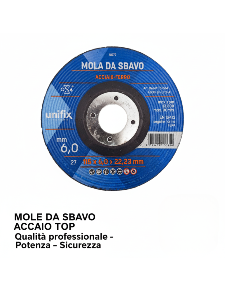 Mole Da Sbavo In Acciaio Professionale Per Lavorazioni Di Precisione Ø115 x 6,0 x 22 mm