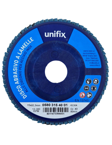 Disco Lamellare Abrasivo Zirconio Per Levigatura Ø 115 x 22 mm