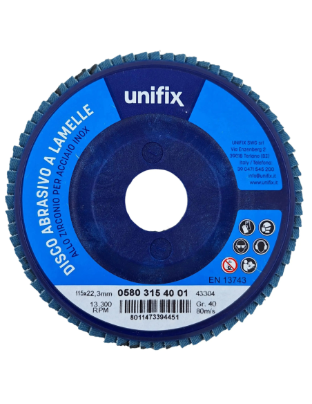 Disco Lamellare Abrasivo Zirconio Per Levigatura Ø 115 x 22 mm