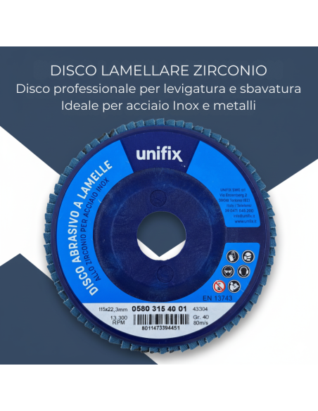 Disco Lamellare Abrasivo Zirconio Per Levigatura Ø 115 x 22 mm