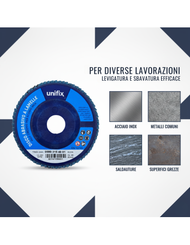 Disco Lamellare Abrasivo Zirconio Per Levigatura Ø 115 x 22 mm