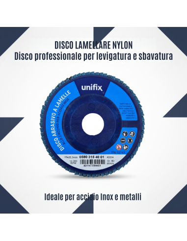 Disco Lamellare Abrasivo Zirconio Per Levigatura Ø 115 x 22 mm