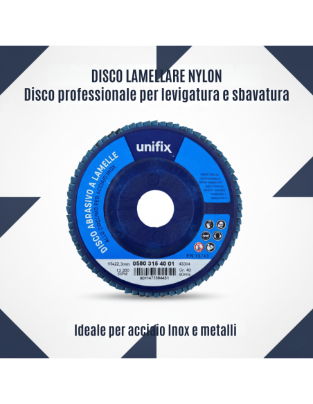 Disco Lamellare Abrasivo Zirconio Per Levigatura Ø 115 x 22 mm