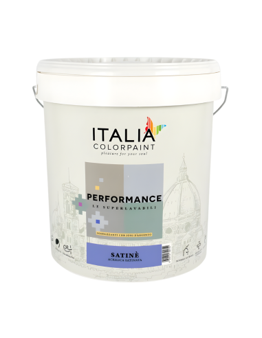 Performance Satinè Idropittura Acrilica Superlavabile Igienizzante Bianca - Italia ColorPaint
