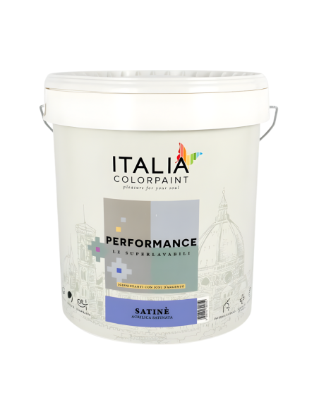 Performance Satinè Idropittura Acrilica Superlavabile Igienizzante Bianca - Italia ColorPaint
