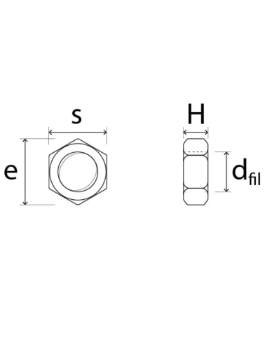 Dado Esagonale M8 x 1,25 mm ZN5588 Confezione 25 Pezzi
