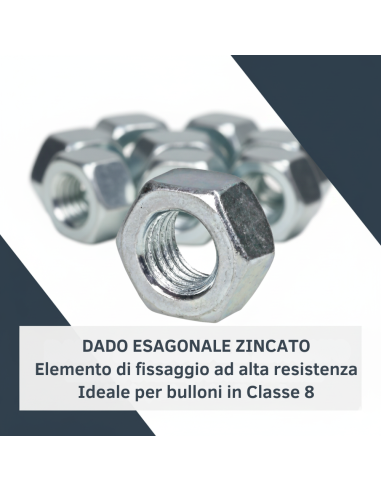 Dado Esagonale M8 x 1,25 mm ZN5588 Confezione 25 Pezzi