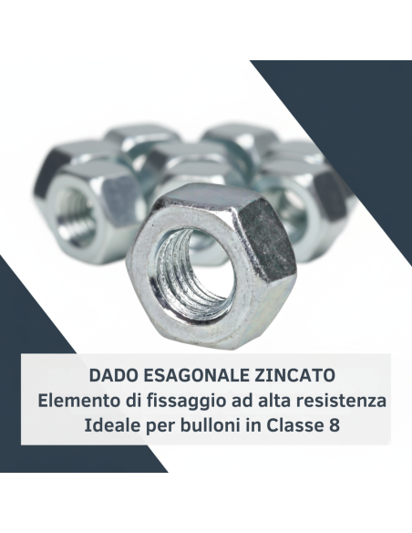 Dado Esagonale M12 x 1,75 mm ZN5588 Confezione 15 Pezzi