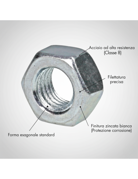 Dado Esagonale M10 x 1,5 mm ZN5588 Confezione 20 Pezzi 