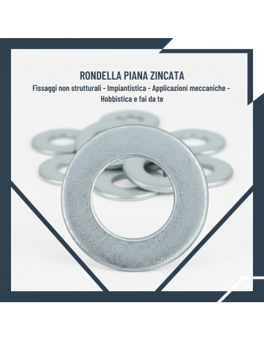 Rondella Piana Zincata Bianca Ø 10 mm Pezzi 20