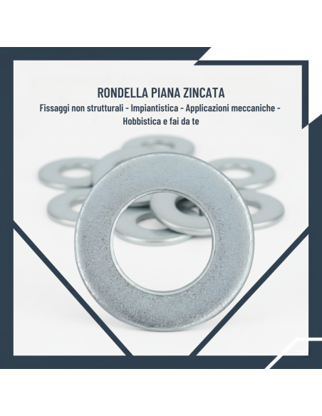 Rondella Piana Zincata Bianca Ø 14 mm Pezzi 10