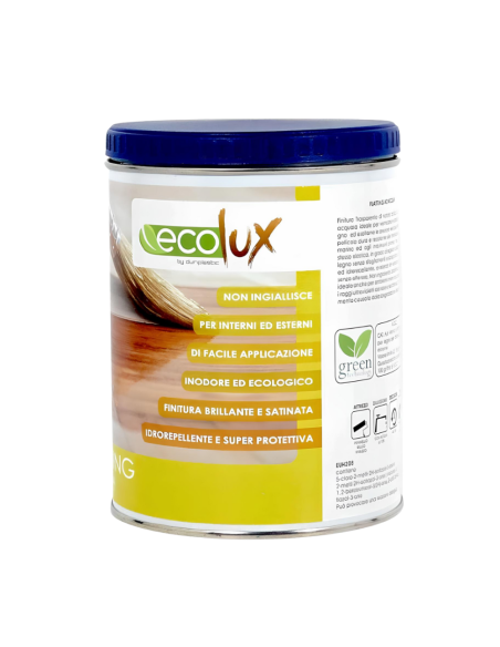 Ecolux Flatting Ad Acqua Vernice Legno Satinata Trasparente