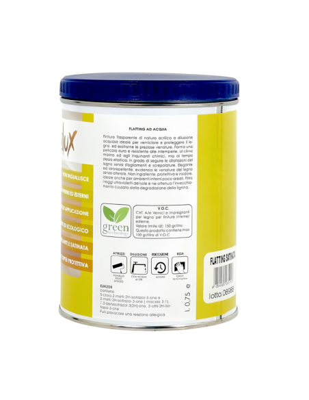 Ecolux Flatting Ad Acqua Vernice Legno Satinata Trasparente